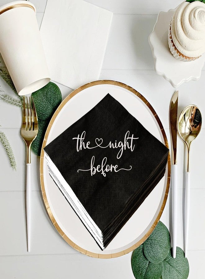 SWEETTALA The Night Before Cocktail Napkins, 50 Pack Black and Silver Disposable Paper Napkins for Rehearsal Dinner Wedding Bridal Shower Engagement Bachelorette Party, Beverage Table Decorations, 3 Ply - Image 5